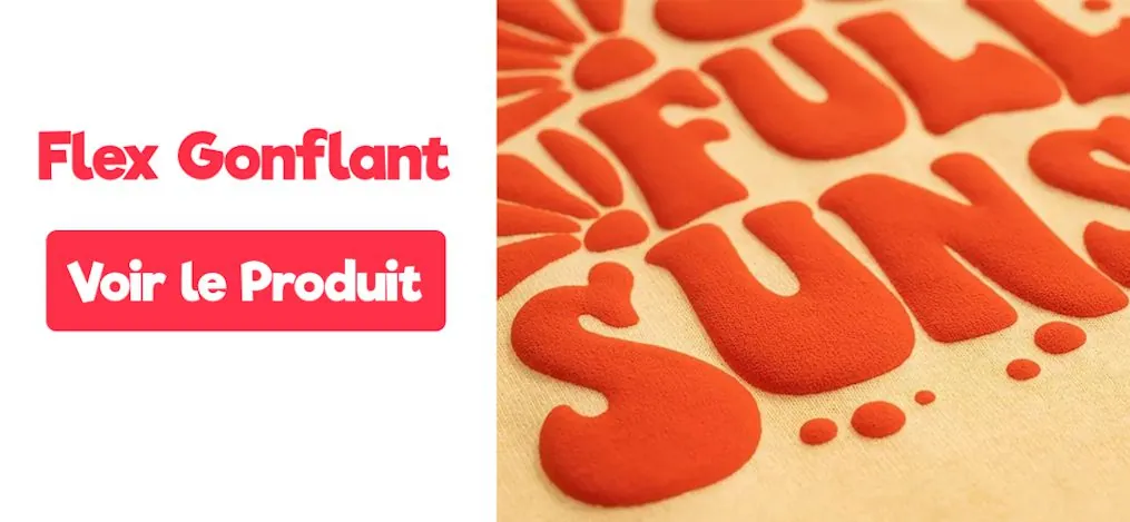 Flex Gonflant : lettrage orange en relief « Full sun » – voir le produit