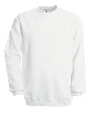 Sweat col rond blanc uni à manches montées, à personnaliser