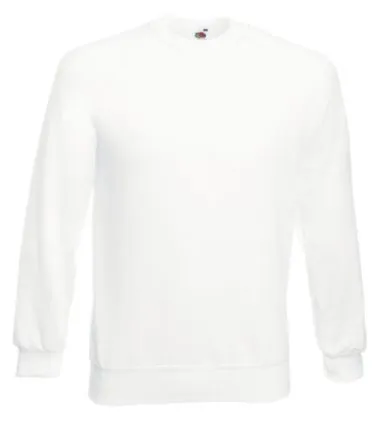 Sweat col rond blanc Fruit of the Loom à manches raglan, à personnaliser