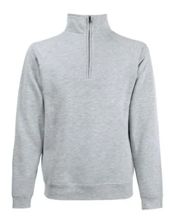 Sweat gris chiné à col camionneur zippé, à personnaliser