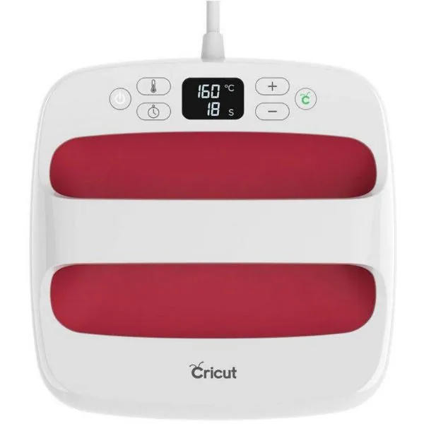 Cricut EasyPress 2 rouge et blanche vue de dessus, écran réglé à 160 °C