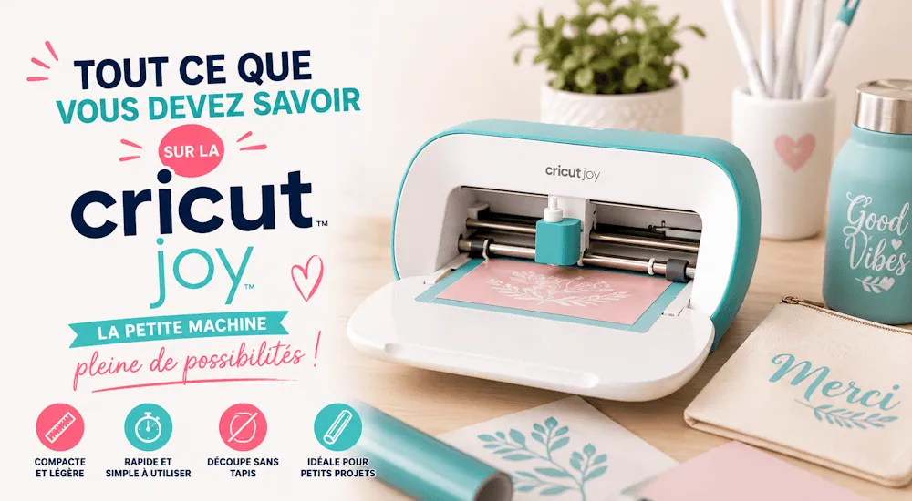Bannière « Tout ce que vous devez savoir sur la Cricut Joy, la petite machine pleine de possibilités »