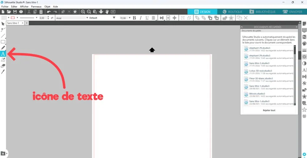 Icône de texte Silhouette Studio