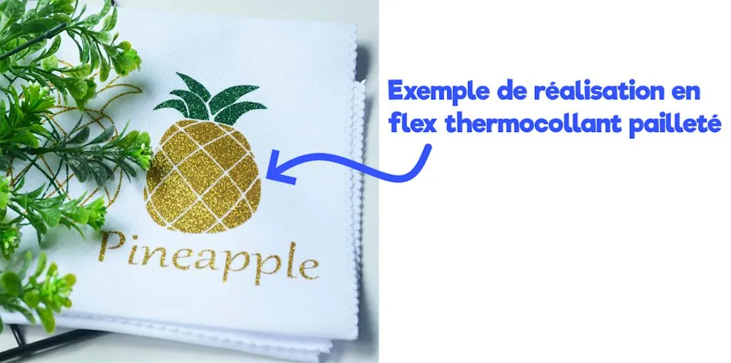 Exemple de réalisation en flex thermocollant pailleté