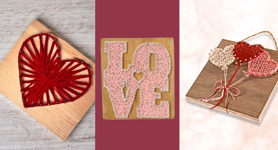 DIY string art saint valentin