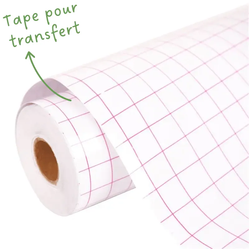 Rouleau de tape de transfert quadrillé, pour reporter le motif en vinyle sur la gourde
