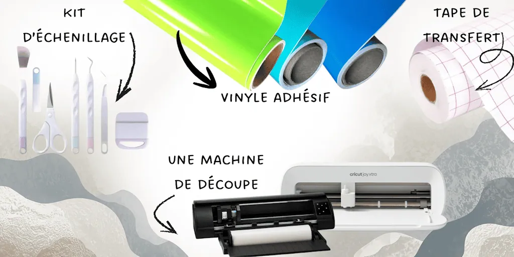 matériel pour personnaliser un verre avec du vinyle adhésif